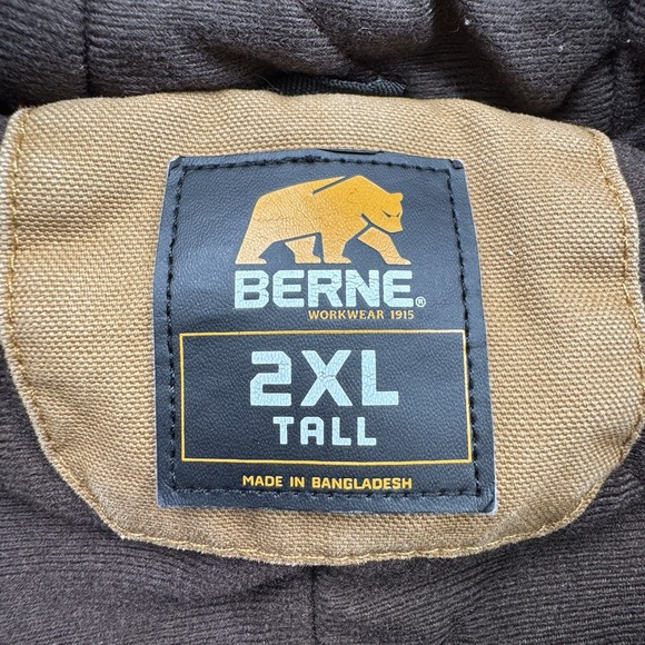 Berne Duck Canvas Jacket Hooded Men's Sz 2XLT Workwear Grunge Tan‎ Brown - Picture 3 of 16
